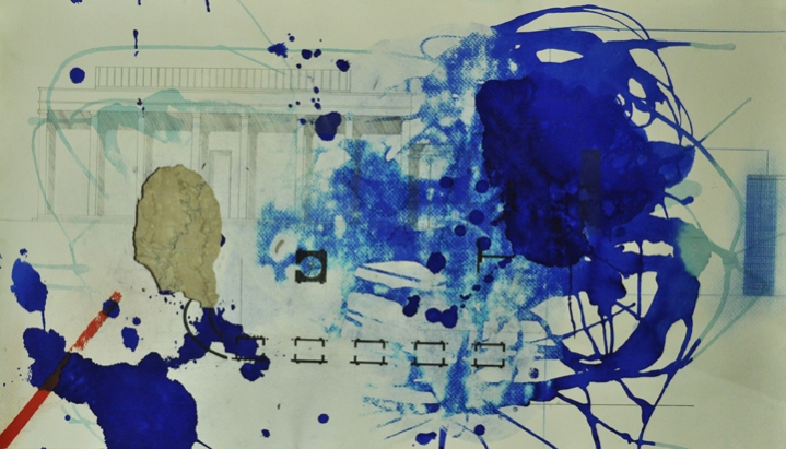 M. Pravat Untitled (F) 2016 Mixed media on paper 21 x 32 in.