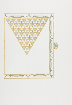 Abdullah M. I. Syed Illuminated Prisms Manuscript I: Pgs. 1 & 2 (Diptych - Right Page) 2017 Hand-cut U.S. $1 banknotes collage and 24k gold on Illustration board 22.75 x 30 in