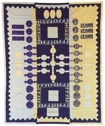 Rachid Koraichi Les Ancestres Lies Aux Etoiles Silk, gold threads, silver threads and silk threads 116 x 93.5 in.