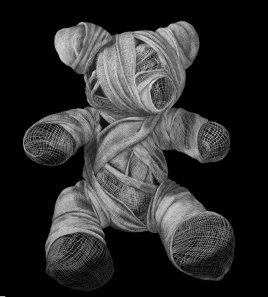 Adeel uz Zafar Teddy 2017 Engraved drawing on plastic vinyl 30 x 36 in.