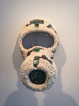 Promotesh Das Pulak, Encapsulated 1, 2016, Shola flowers, circuit board, resin, 24 x 17 x 17 in