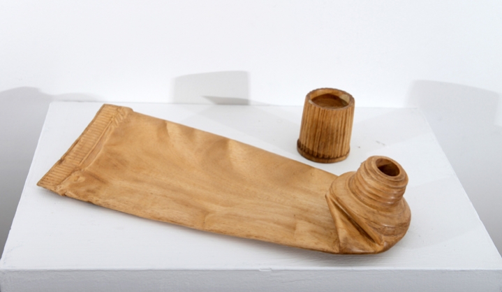 Debanjan Roy, Untitled (Toothpaste), 2013, carved wood, 14.50 x 5.50 x 5 in