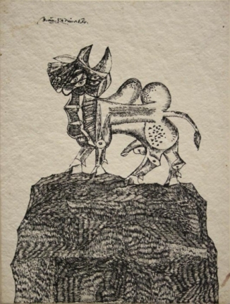 K. Laxma Goud NANDI 1980 Ink on paper 10 x 7.5 in. SOLD