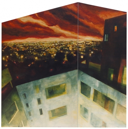 Indrapramit Roy Deep Dusk III 2010 Oil on shaped canvas 78 x 78 in.