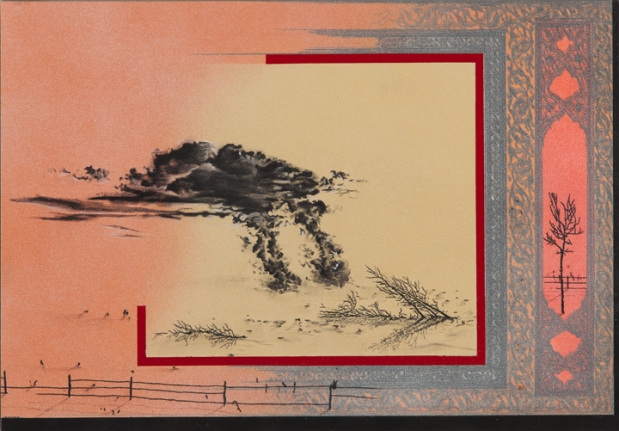 Saad Qureshi IN VAIN 2013 Oil, spraypaint and wax pencil on paper 12.5 x 17.5 in.