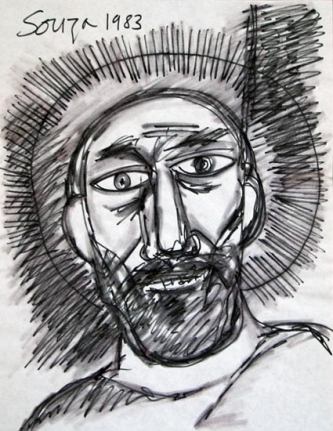 Francis Newton Souza UNTITLED (PORTRAIT OF CHRIST) 1983 Ink on paper 11 x 8.5 in.