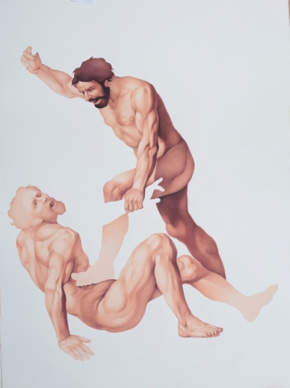 Irfan Hasan Kain Zabija Abia, After Daniele Crepsi 2016 Opaque watercolor on paper 55 x 40 in