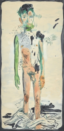 Salman Toor Humiliated Ancestor #1 2016 Oil on canvas 24 x 12 in.