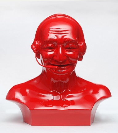 Debanjan Roy, India Shining 11 (Gandhi bust with headphones), 2009, Fiberglass and automotive paint, 13h x 13w x 8d in