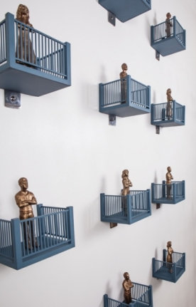 Gigi Scaria Trial (Detail View) 2017 Bronze and plastic 7 x 4 x 5 in. (x12)