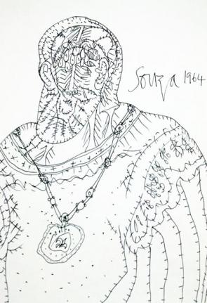 F. N. Souza Untitled (Renaissance Man) 11 x 8.5 in. Ink on archival paper 1964 Estimate - $4,000 - $6,000