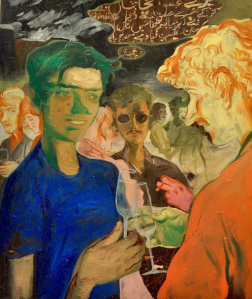 Salman Toor The Toast 2015 Oil on canvas 27 x 23 in.