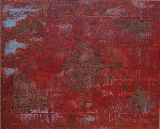 G. R. Iranna, Red Carpet, 2015, Acrylic on tarpaulin, 54 x 66 in