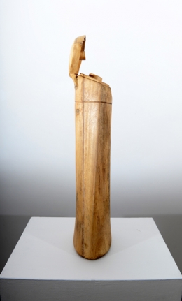 Debanjan Roy, Untitled (Shampoo Bottle), 2013, carved wood, 21 x 7 x 6 in