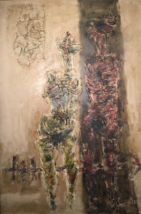 M.F. Husain Two Figures 1966 Oil on masonite board 49 x 32 in.
