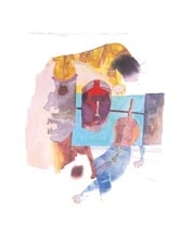 M F Husain HUMAN SPACE 2 (Human Space Series) Limited edition serigraph (edition of 150) individual serigraph $750; set of 4 $2,500 14 x 18 in.