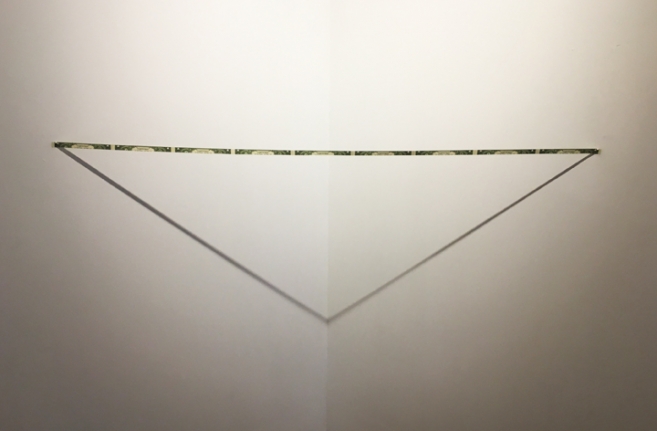 Abdullah M. I. Syed Moneyscape IV: Unfinished Pyramid of Solitude, 2017 Hand-cut and assembled U.S. $1 banknotes with self-assembled pop-out 3 x 6.50 x 1 in