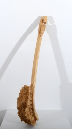 Debanjan Roy, Untitled (Toilet Brush), 2013, carved wood, 31 x 6 x 4 in