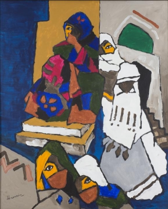 M. F. Husain Women from Yemen, 2006 Acrylic on canvas 58.50 x 46.50 in