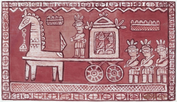 Jamini Roy Untitled (Bridegroom's Procession), n/d Tempera on canvas 19 x 32 in