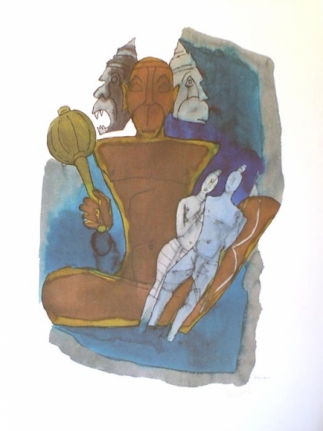 M F Husian HANUMAN- THREE HEADS Serigraph edition of 350 individual serigraph $2,000; set of 3 $5,000 24 X 18 in.