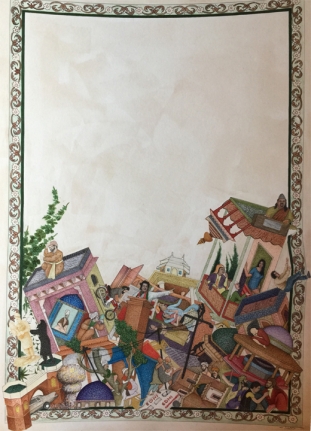 Saks Afridi, Gravity (Pointilism), 2016-2017, Miniature painting, 21 x 14 inches