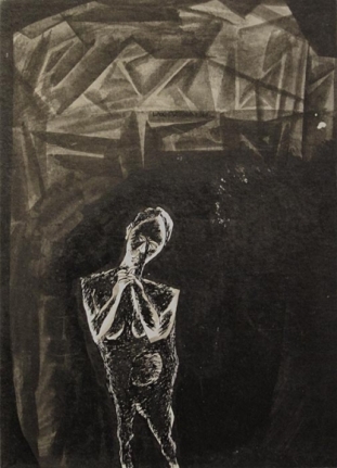 K. Laxma Goud MALE CLASP HANDS 1963 Watercolor, ink on paper 10 x 7 in. SOLD