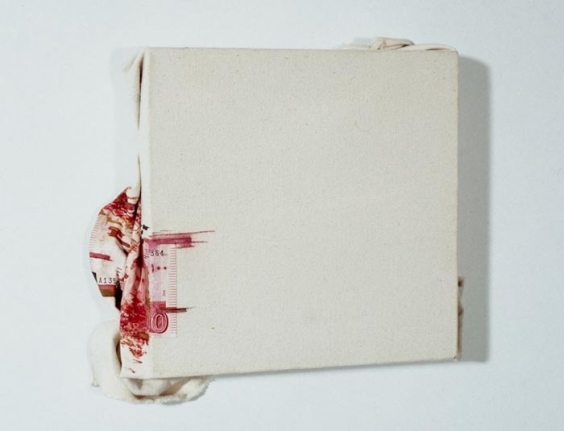 Saad Qureshi MANY ROSES IN THE RIVER 2008 Oil and banknote on canvas 8.5 x 10 in.