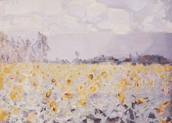 SUNFLOWER FIELD, VINCHURNI-1 2006 Oil paint on canvas 42 x 60 in.