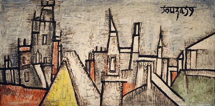 Francis Newton Souza SPAIN 1959 Oil on board 24 x 48 in.