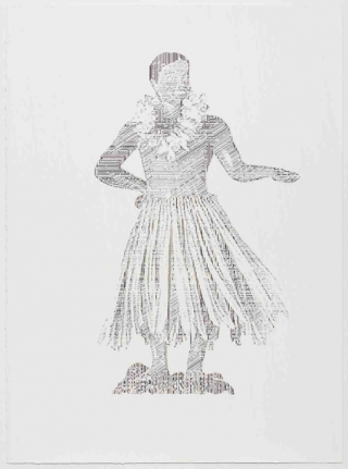 Ben Rak HULA BOY DANCING BOBBLE, PERCEIVE-CONCEIVE SERIES (Ed. of 11) 2013 Acrylic and silkscreen on BFK Rives 280gsm paper 30 x 22 in.