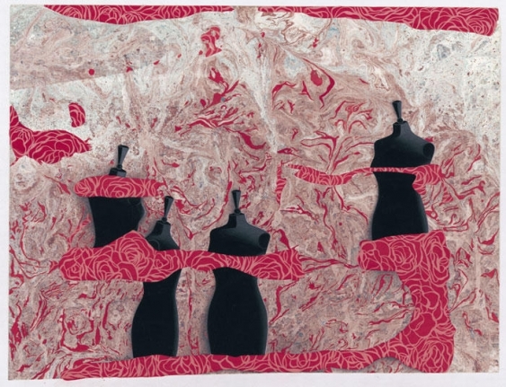 Ayesha Durrani FAIRY TALES 2008 Gouache and marbling on wasli 13 x 15 in.