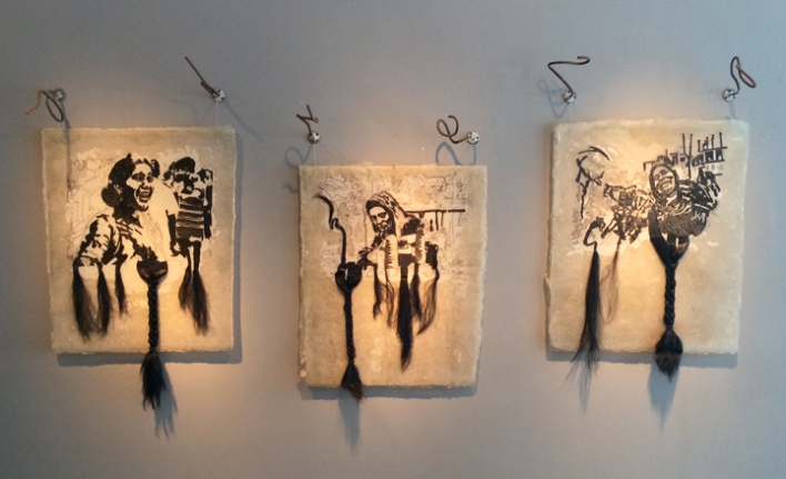 Mohammad Wahiduzzaman READYMADE II 2014 Resin castings with artificial hair and iron Dimensions variable.