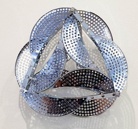 Adeela Suleman DRAINER 2 2009 Electroplated pan drainer, nuts and bolts 15 dia x 3.5 h in.