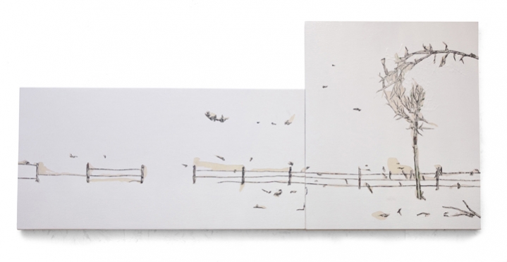 Saad Qureshi ESSENCES 2013 Mixed media on canvas 36 x 78 in.