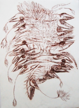 Dhali Al Mamoon LOST MEMORY 5 2014 Lead pencil and tea on paper 42 x 30 in.