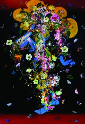 Priyantha Udagedara Wanamali II 2016 Mixed media on canvas 63 x 43 in.