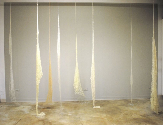Marcy Chevali Cirrus Flameworked glass and mohair Dimensions variable