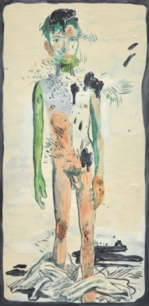 Salman Toor Humiliated Ancestor 1 2016 Oil on panel 24 x 12 in.