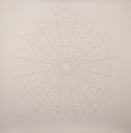 Anila Quayyum Agha Moonbeams For My Love 2016 Mixed media on paper (Gold and silver thread and beads on stonehenge rag paper) 38 x 38 in.