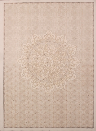 Anila Quayyum Agha Antique Lace - 1 2016 Mixed media on paper (Laser-cut patterns on paper with mylar, embroidery and beads) 30 x 22 in.