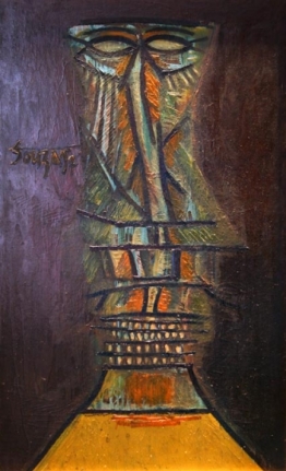 Francis Newton Souza MAN WITH TWO SETS OF TEETH 1957 Oil on board 30 x 48 in. NFS