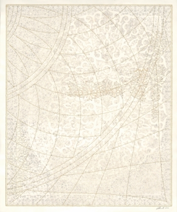 Anila Quayyum Agha Walk With Me My Beloved - 1 2016 Mixed media on paper (Laser-cut patterns on paper with mylar and embroidery) 35 x 28.5 in.