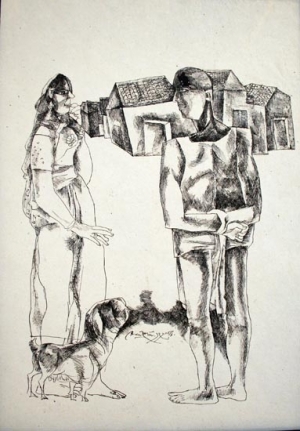 UNTITLED ( MAN STANDING ) Ink on board 10 x 14 in.