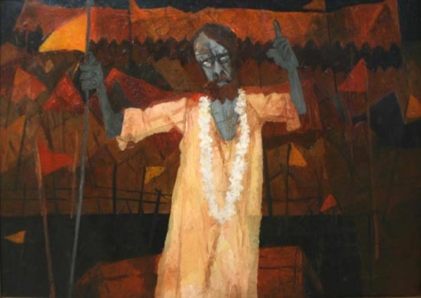 Shyamal Dutta Ray THE PREACHER 2005 Acrylic on canvas 23 x 35 in.