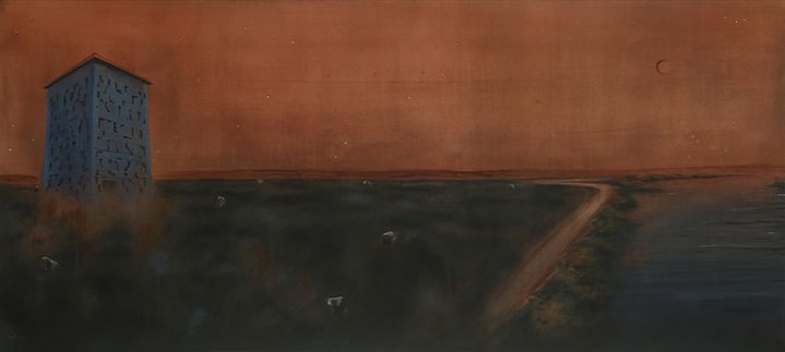 Sujith S.N., Swan Song, 2017, Watercolor on paper, 32 x 82 in