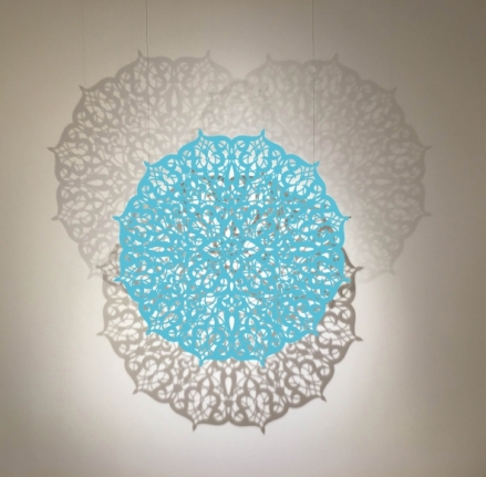 Anila Quayyum Agha Teardrop - Aqua (After Robert Irwin) 2017 Cut and lacquered steel Edition of 7 42 x 42 in.