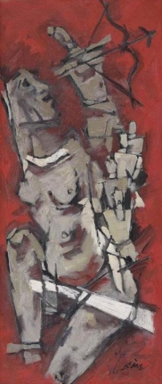 M.F. Husain DRAUPADI (MAHABHARATA) 1971 oil on canvas 55 x 23 in.