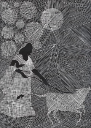 Hasnat Mehmood BACK TO BASICS 4 2009 Drawing on scratch-board 7 x 5 in.