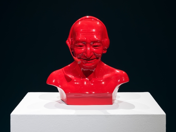 Debanjan Roy India Shining 11 (Gandhi bust with headphones), 2009 Fiberglass and automotive paint 13 x 13 x 8 in
